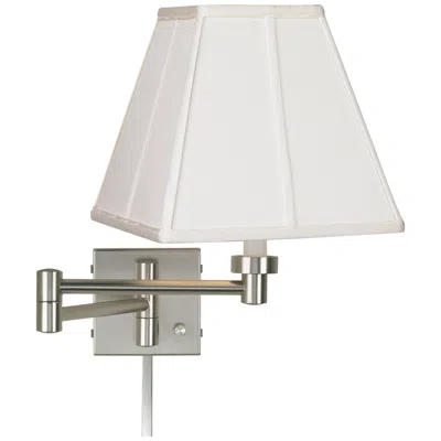 Possini Euro Design Possini Euro Ivory Square Brushed Nickel Swing Arm Lamp With Cord Cover
