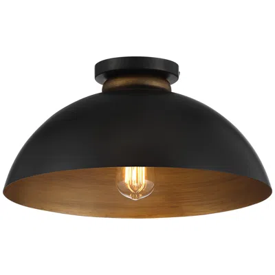 Possini Euro Design Possini Euro Janie 15 1/2" Wide Black And Gold Dome Ceiling Light