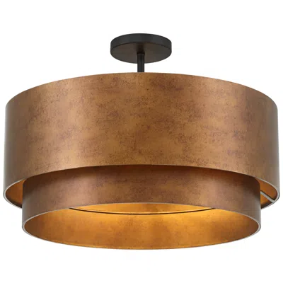 Possini Euro Design Possini Euro Julian 22" Rustic Bronze Metal Drum 4-light Ceiling Light