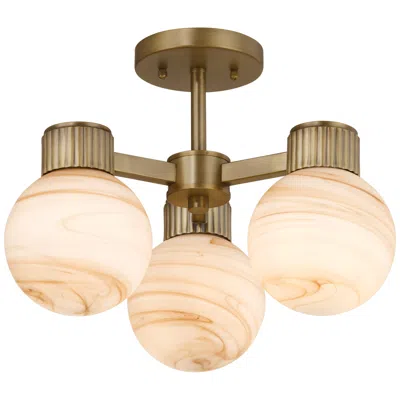 Possini Euro Design Possini Euro Jupiter 13 1/2"w Brass And Glass 3-light Ceiling Light