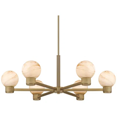 Possini Euro Design Possini Euro Jupiter 36"w Brass And Glass 6-light Chandelier