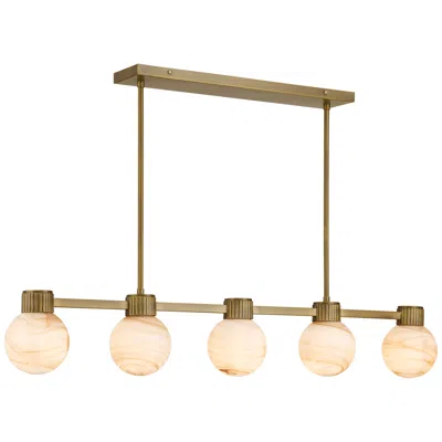 Possini Euro Design Possini Euro Jupiter 45"w Brass And Glass 5-light Linear Chandelier