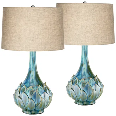 Possini Euro Design Possini Euro Kenya 29 1/2" Blue Green Ceramic Table Lamps Set Of 2