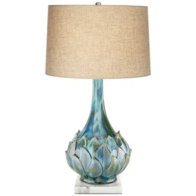 Possini Euro Design Possini Euro Kenya 29 1/2" Ceramic Lamp With Square White Marble Riser