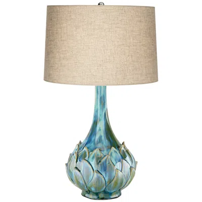 Possini Euro Design Possini Euro Kenya Flower 29 1/2" Blue Green Ceramic Table Lamp
