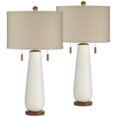 Possini Euro Design Possini Euro Kingston 32 3/4" White Ceramic Table Lamps Set Of 2