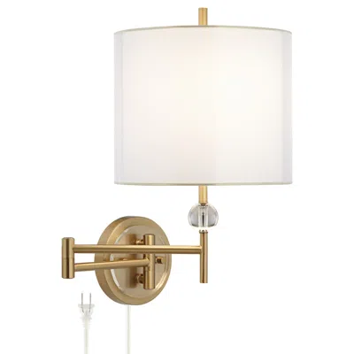 Possini Euro Design Possini Euro Kohle Brass Swing Arm Plug-in Wall Lamp With Cord Cover