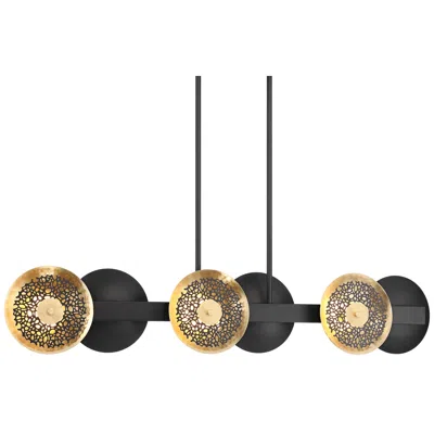 Possini Euro Design Possini Euro Kora 48" Black And Gold 6-light Led Linear Island Pendant