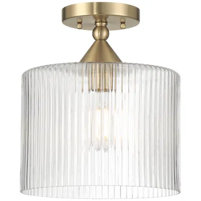Possini Euro Design Possini Euro Krakow 10" Wide Satin Brass Fluted Glass Ceiling Light