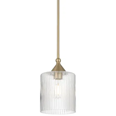 Possini Euro Design Possini Euro Krakow 7"w Satin Brass Fluted Glass Mini Pendant Light In Brown