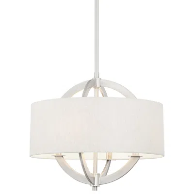 Possini Euro Design Possini Euro Kronia 21" Nickel And Linen Shade Modern Drum Pendant