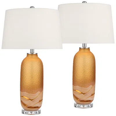 Possini Euro Design Possini Euro Lapis 28 1/4"h Orange Glass Table Lamp Set With Dimmer
