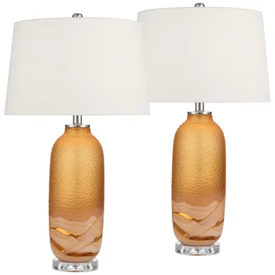 Possini Euro Design Possini Euro Lapis 28 1/4"h Tian Orange Art Glass Table Lamp Set Of 2