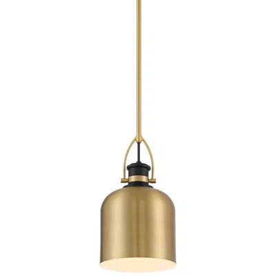Possini Euro Design Possini Euro Lenoir 7 1/2" Modern Black And Brushed Gold Mini Pendant