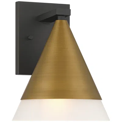 Possini Euro Design Possini Euro Leo 10"h Sand Black And Antique Brass Outdoor Wall Light