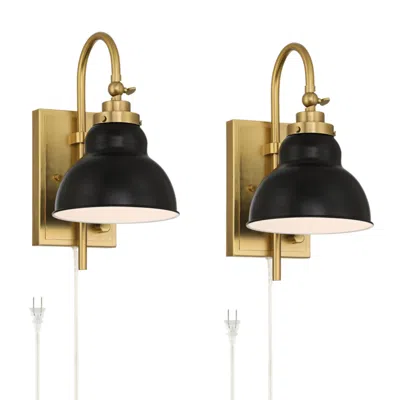 Possini Euro Design Possini Euro Lilith 13 1/2"h Antique Brass Plug-in Wall Light Set Of 2