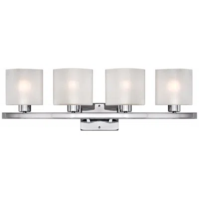 Possini Euro Design Possini Euro Linen Glass 32" Wide Chrome 4-light Modern Bath Light