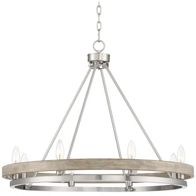 Possini Euro Design Possini Euro Lora 29 1/4" Nickel Gray Wood 8-light Ring Chandelier