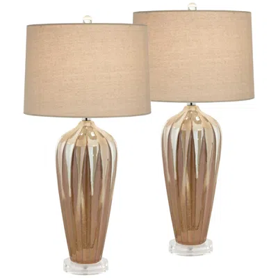 Possini Euro Design Possini Euro Loren Ivory Handcrafted Modern Ceramic Table Lamps Set Of 2
