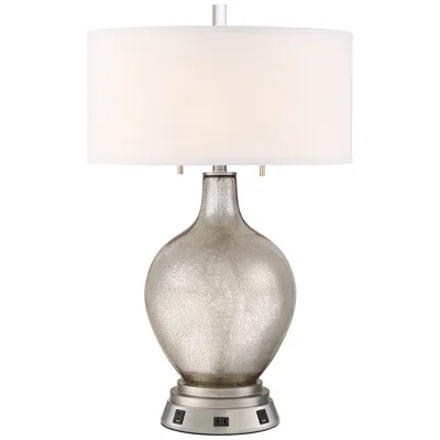 Possini Euro Design Possini Euro Louie Mercury Glass Table Lamp With Usb Workstation Base