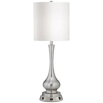 Possini Euro Design Possini Euro Luffa 32" Brushed Nickel Lamp With Usb Workstation Base