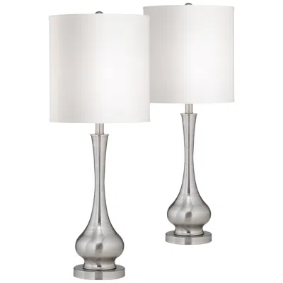 Possini Euro Design Possini Euro Luffa 32"h Sleek Gourd Brushed Nickel Table Lamp Set Of 2