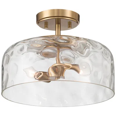 Possini Euro Design Possini Euro Luther 13"w Warm Brass Water Glass 2-light Ceiling Light