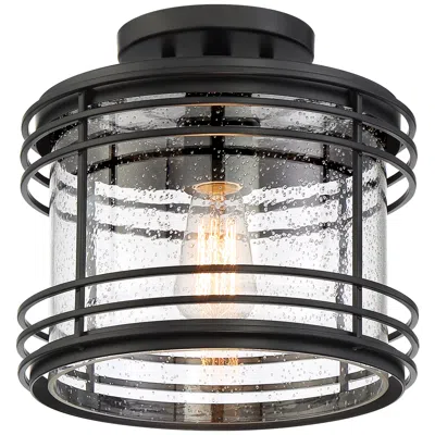 Possini Euro Design Possini Euro Mackie 11" Wide Black Outdoor Ceiling Light