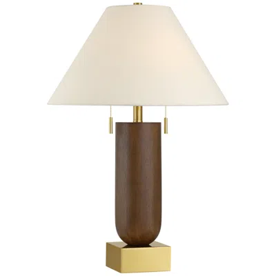 Possini Euro Design Possini Euro Madera 27 3/4" Brass And Wood Outlet And Usb Table Lamp