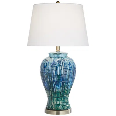 Possini Euro Design Possini Euro Matsu 27" Blue-green Teal Temple Jar Ceramic Table Lamp