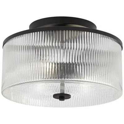 Possini Euro Design Possini Euro Mckenzie 14"w Black Fluted Glass 2-light Ceiling Light