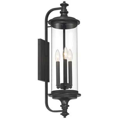 Possini Euro Design Possini Euro Medici 28" Black Clear Glass 3-light Outdoor Wall Light