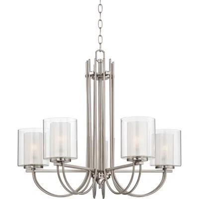 Possini Euro Design Possini Euro Melody 26 3/4" Double Glass And Brushed Nickel Chandelier