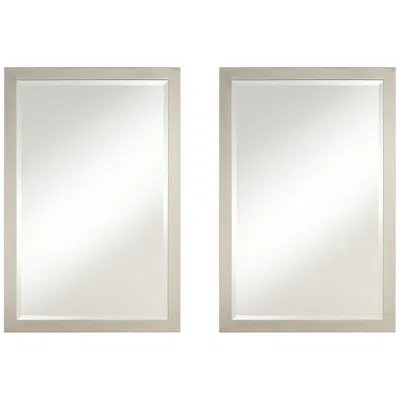 Possini Euro Design Possini Euro Metzeo 33" X 22" Brushed Nickel Wall Mirror Set Of 2