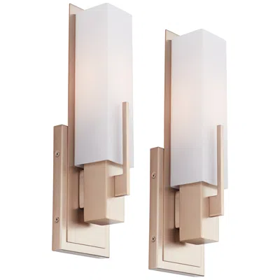 Possini Euro Design Possini Euro Midtown 15" High White And Brass Wall Sconces Set Of 2