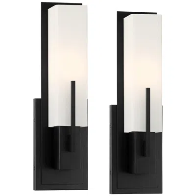 Possini Euro Design Possini Euro Midtown 15" High White Glass Black Wall Sconce Set Of 2
