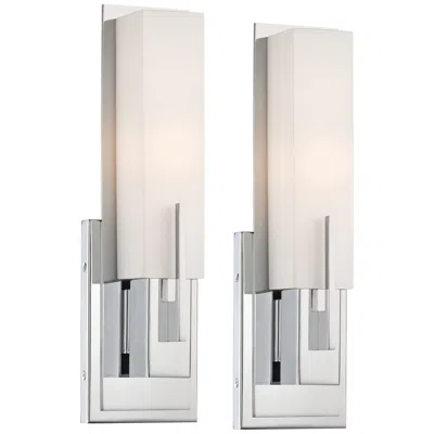 Possini Euro Design Possini Euro Midtown 15" High White Glass Chrome Wall Sconce Set Of 2