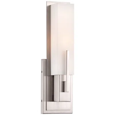Possini Euro Design Possini Euro Midtown 15" Nickel And White Glass Modern Wall Sconce