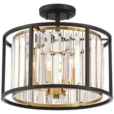 Possini Euro Design Possini Euro Milne 14" Wide Bronze And Brass Ceiling Light