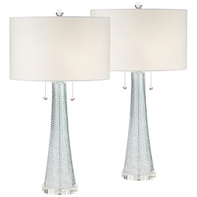 Possini Euro Design Possini Euro Miriam 28 1/2" Swirl Blue Glass Coastal Lamps Set Of 2