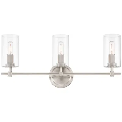 Possini Euro Design Possini Euro Murdock 22" Brushed Nickel Clear Glass 3-light Bath Light