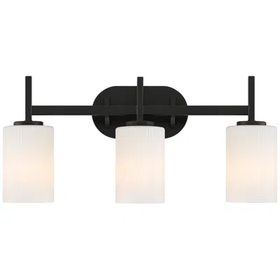Possini Euro Design Possini Euro Nanni 22"w Matte Black Fluted Glass 3-light Bath Light