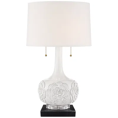 Possini Euro Design Possini Euro Natalia 27" White Ceramic Lamp With Black Marble Riser