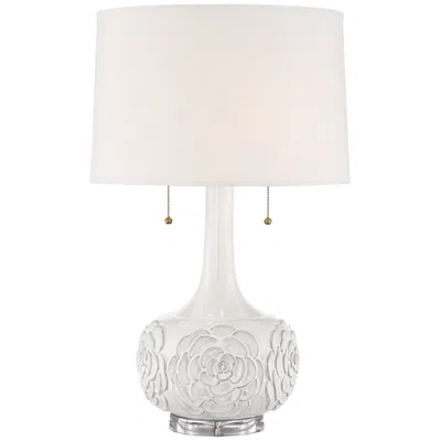 Possini Euro Design Possini Euro Natalia 27" White Modern Luxe Ceramic Floral Table Lamp