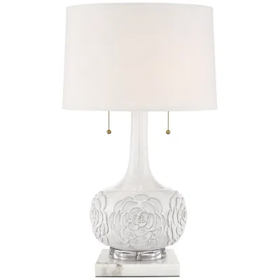 Possini Euro Design Possini Euro Natalia White Ceramic Lamp With Square White Marble Riser