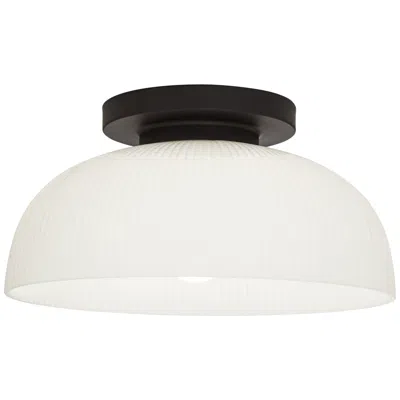 Possini Euro Design Possini Euro Novia 14"w Black And Fluted Glass Ceiling Light