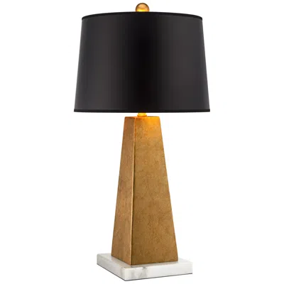 Possini Euro Design Possini Euro Obelisk 26" Gold Leaf Lamp With Square White Marble Riser