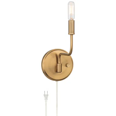 Possini Euro Design Possini Euro Ophelia 9 1/2"h Warm Brass Plug-in Swing-arm Wall Sconce