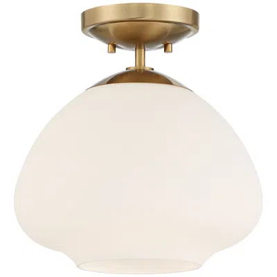 Possini Euro Design Possini Euro Orilla 12" Wide Warm Brass And Opal Glass Ceiling Light