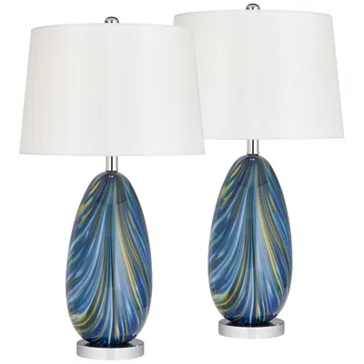 Possini Euro Design Possini Euro Pablo 27" Modern Blue Art Glass Table Lamps Set Of 2